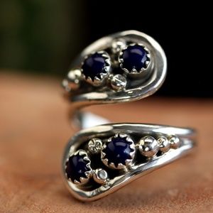 Adjustable Sterling Silver Lapis Lazuli Ring